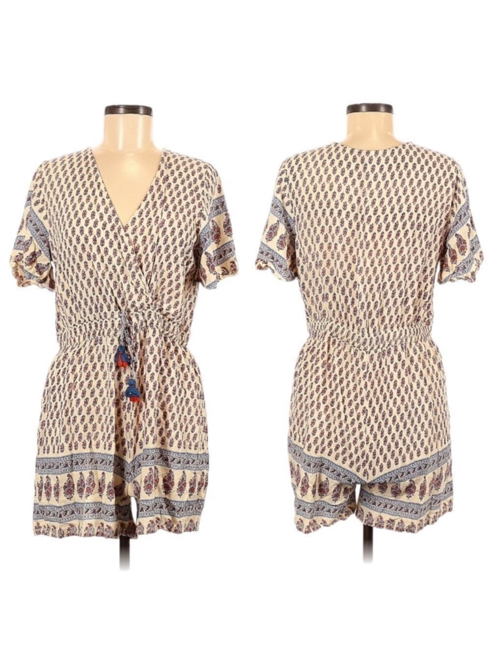 RAGA Paisley Faux Wrap Front Romper L